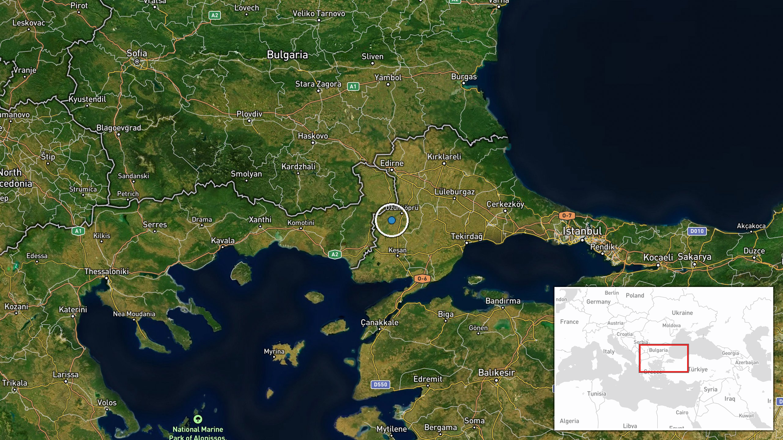 Evros River (Meriç), Greece-Turkey Border — Military Exercise location map