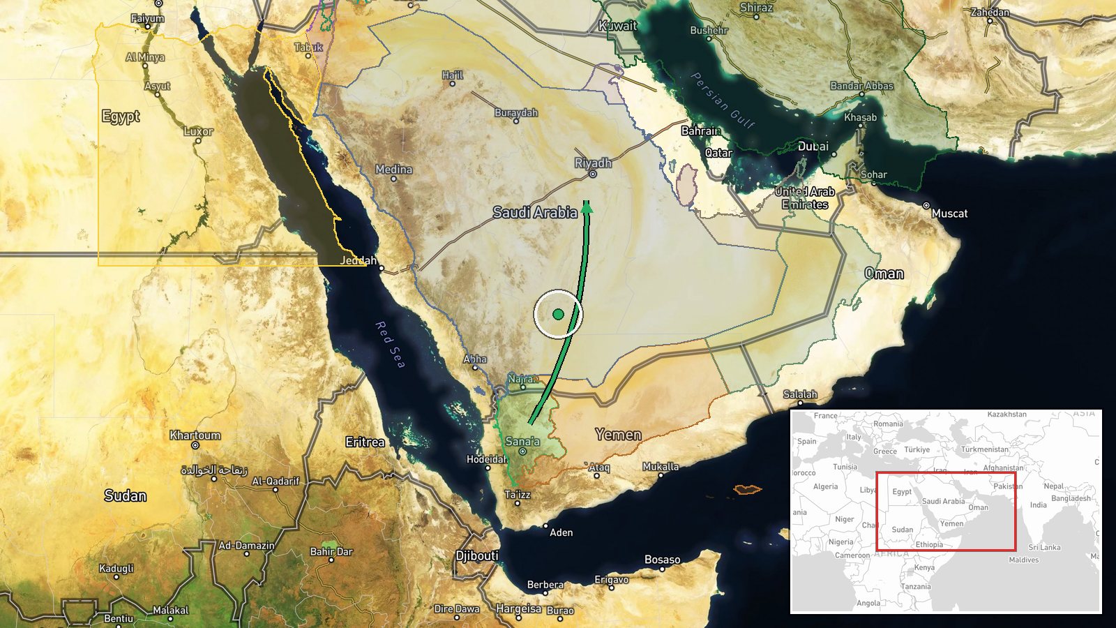Riyadh, Saudi Arabia — Ballistic Missile location map