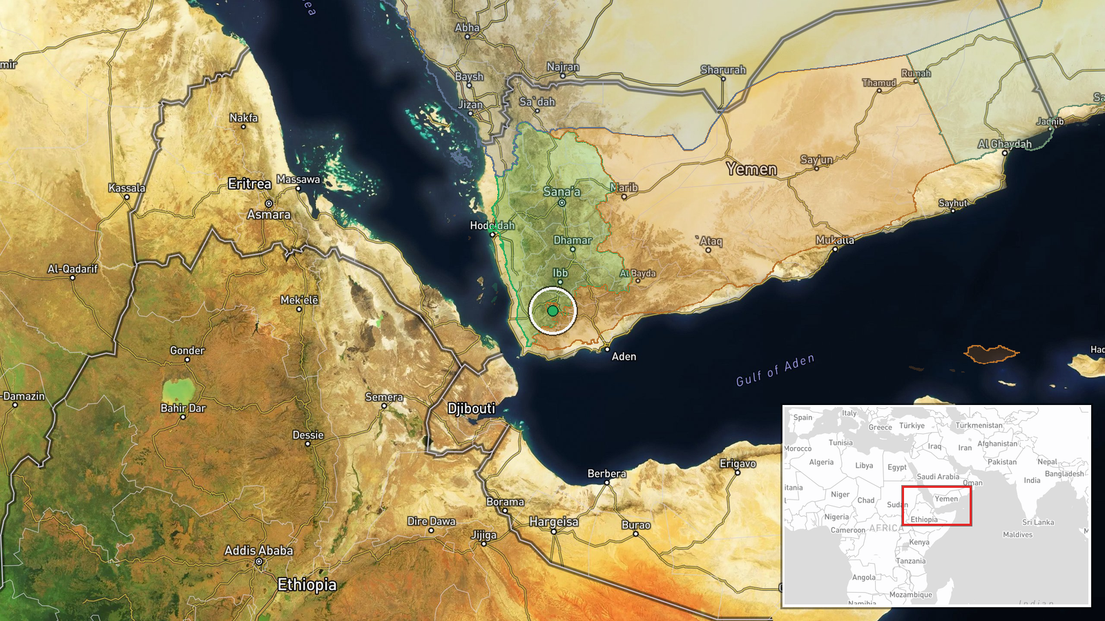 Al-Misrakh, Taiz Governorate, Yemen — Combat location map