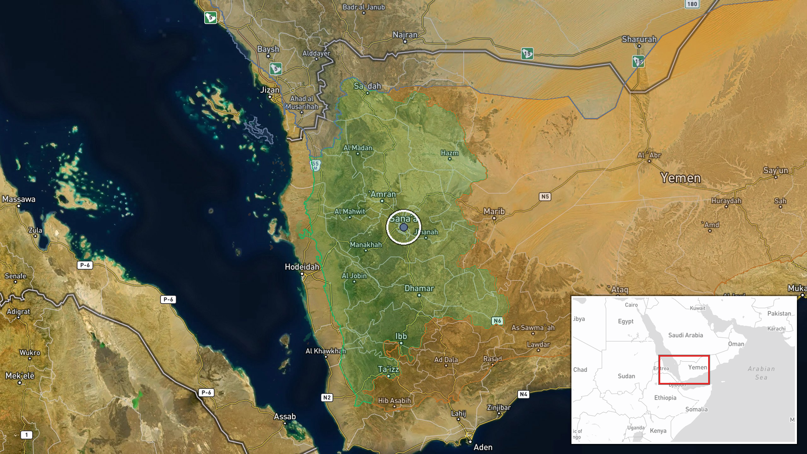 Sana'a, Yemen — Ballistic Missile location map