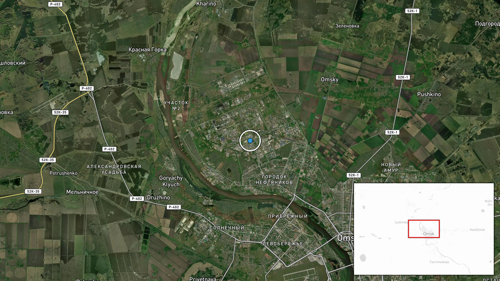 Omsk Oil Refinery, Omsk, Russia — UAS Strike location map