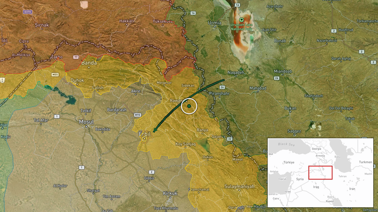 Erbil, Iraqi Kurdistan — UAS Strike location map