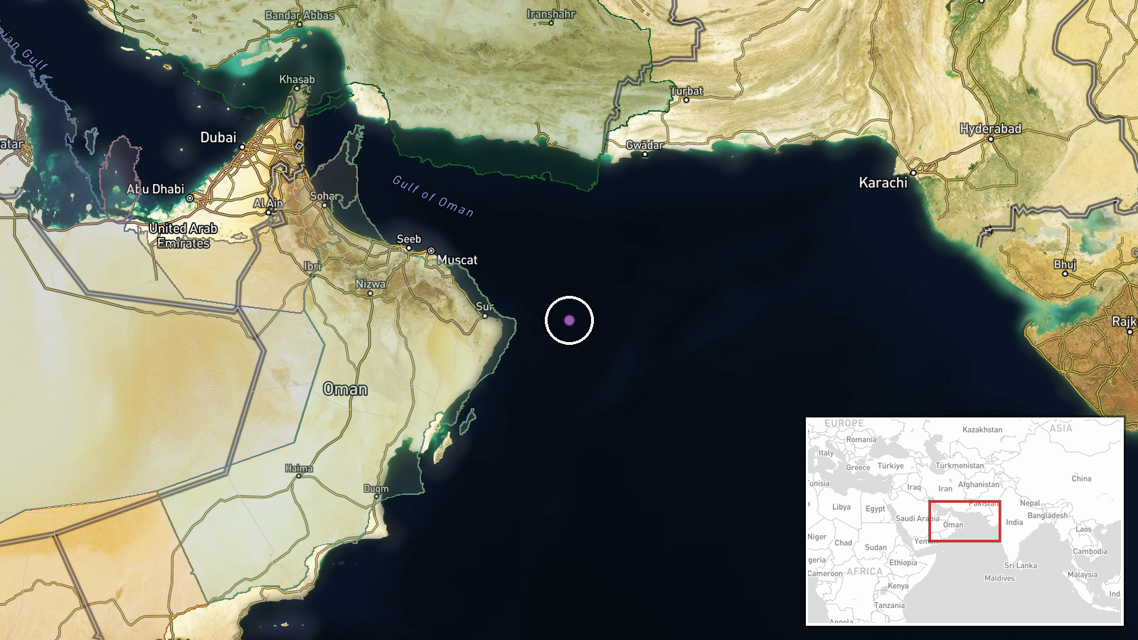 North Arabian Sea / Gulf of Oman — Aircraft Carrier location map