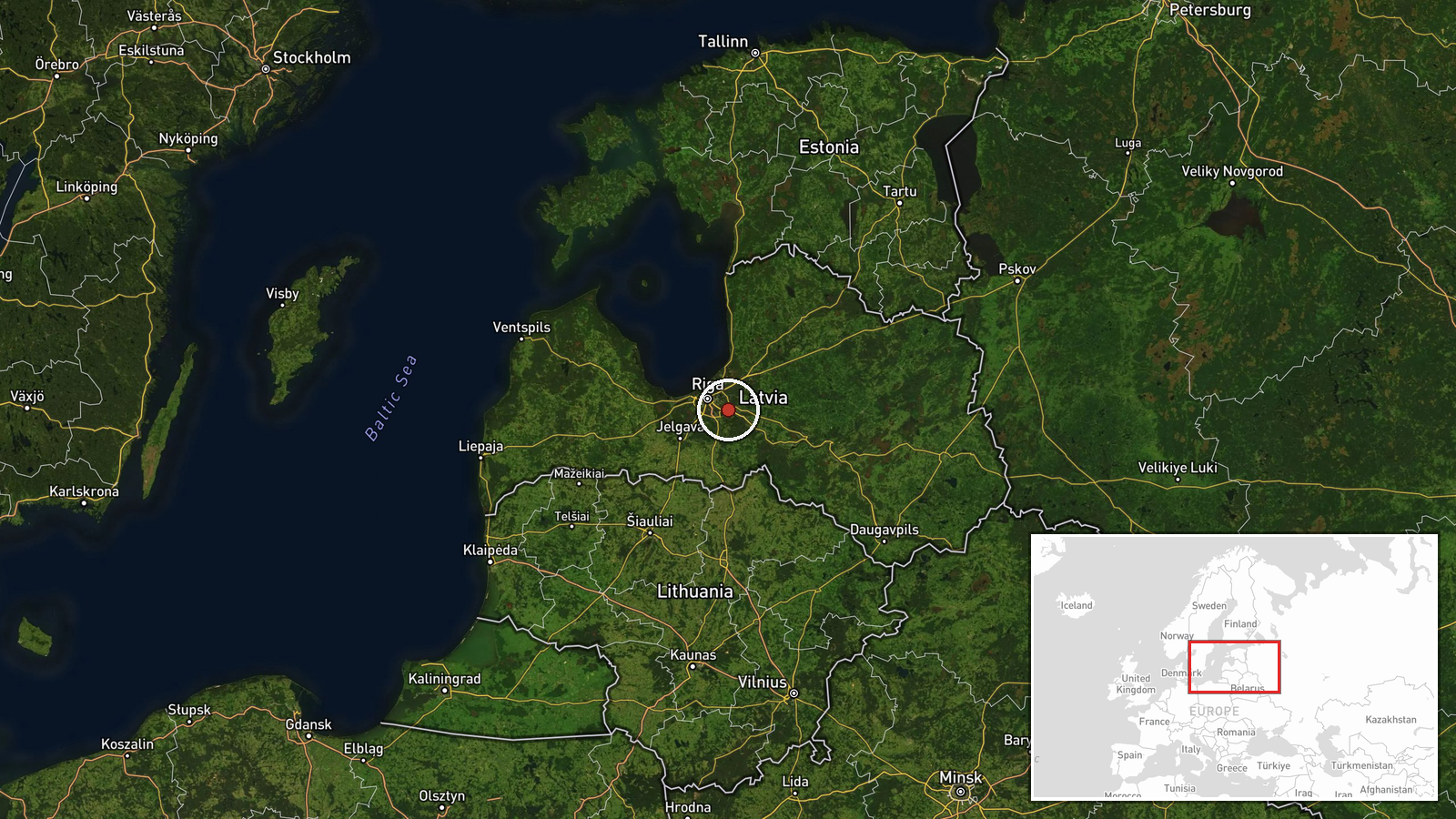 Latvia (location not reported) — Deployment location map