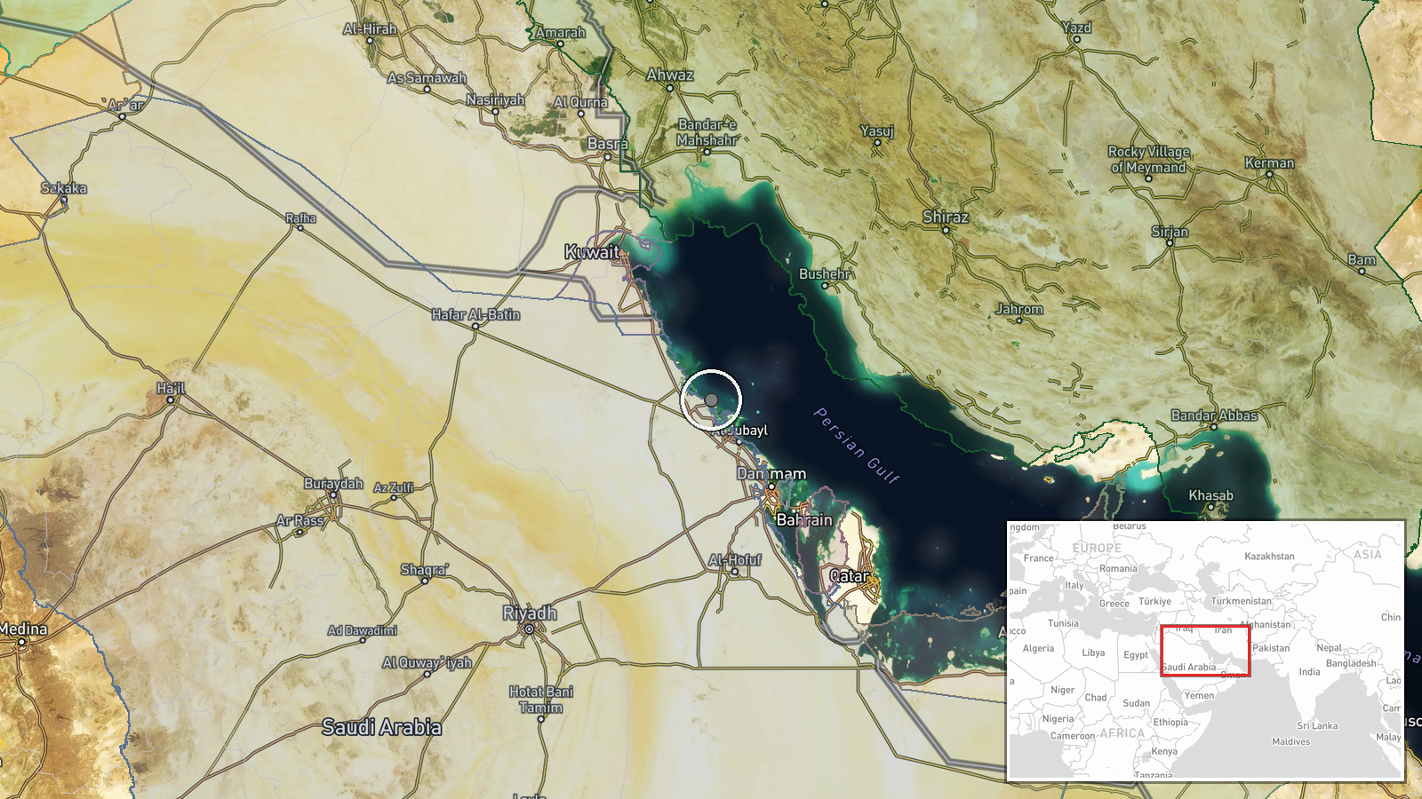 Gavar Oil Field, Eastern Saudi Arabia — Report location map