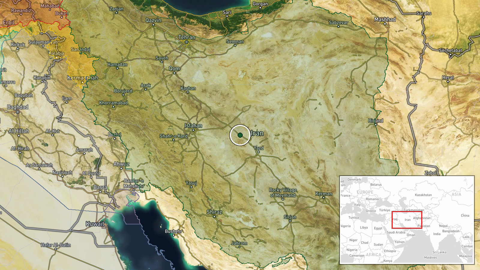 Iran (location not reported) — Ballistic Missile location map