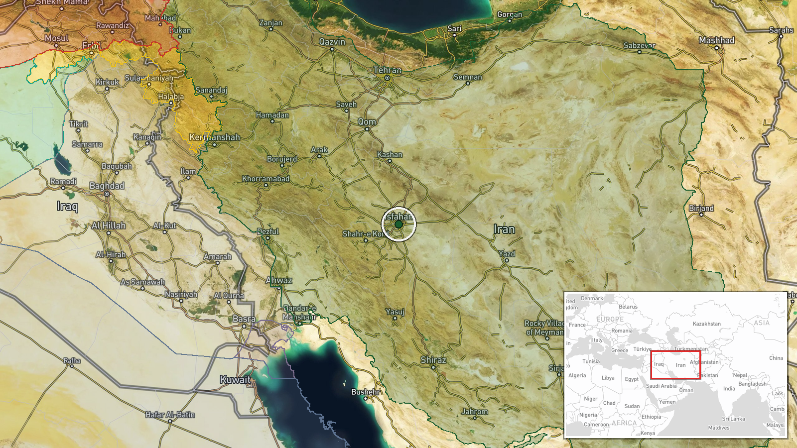 Isfahan, Iran — Ballistic Missile location map