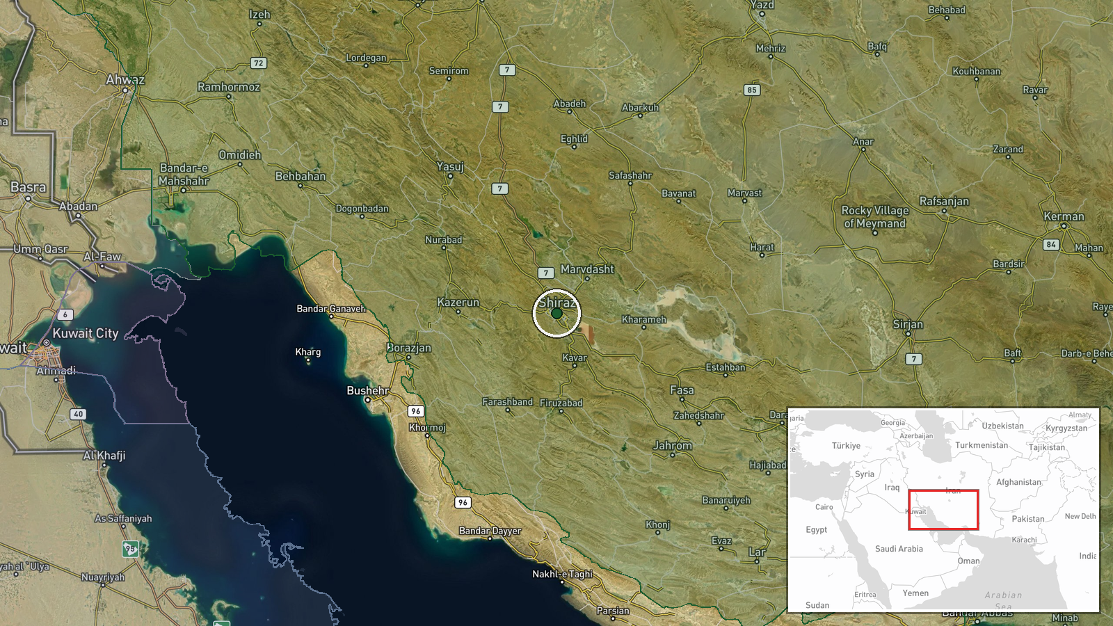 Shiraz, Fars Province, Iran — Combat Aircraft location map