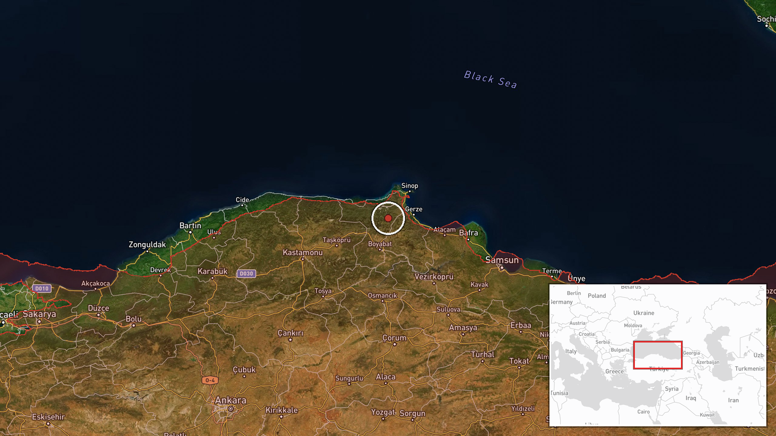 Sinop, Turkey — Military Exercise location map