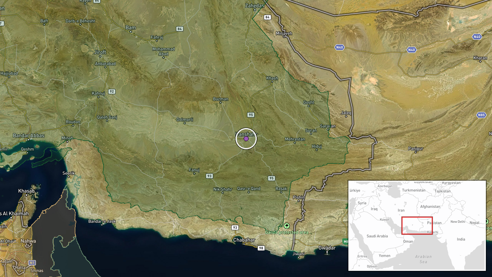 Iran border region, Western Iran — Combat Aircraft location map