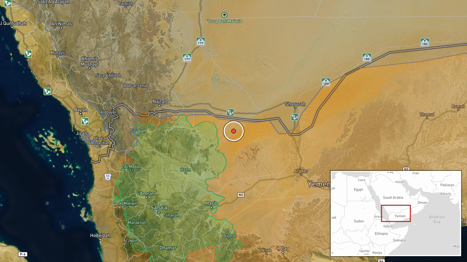 Al-Yatimah, Al-Jawf Governorate, Yemen — Capture location map