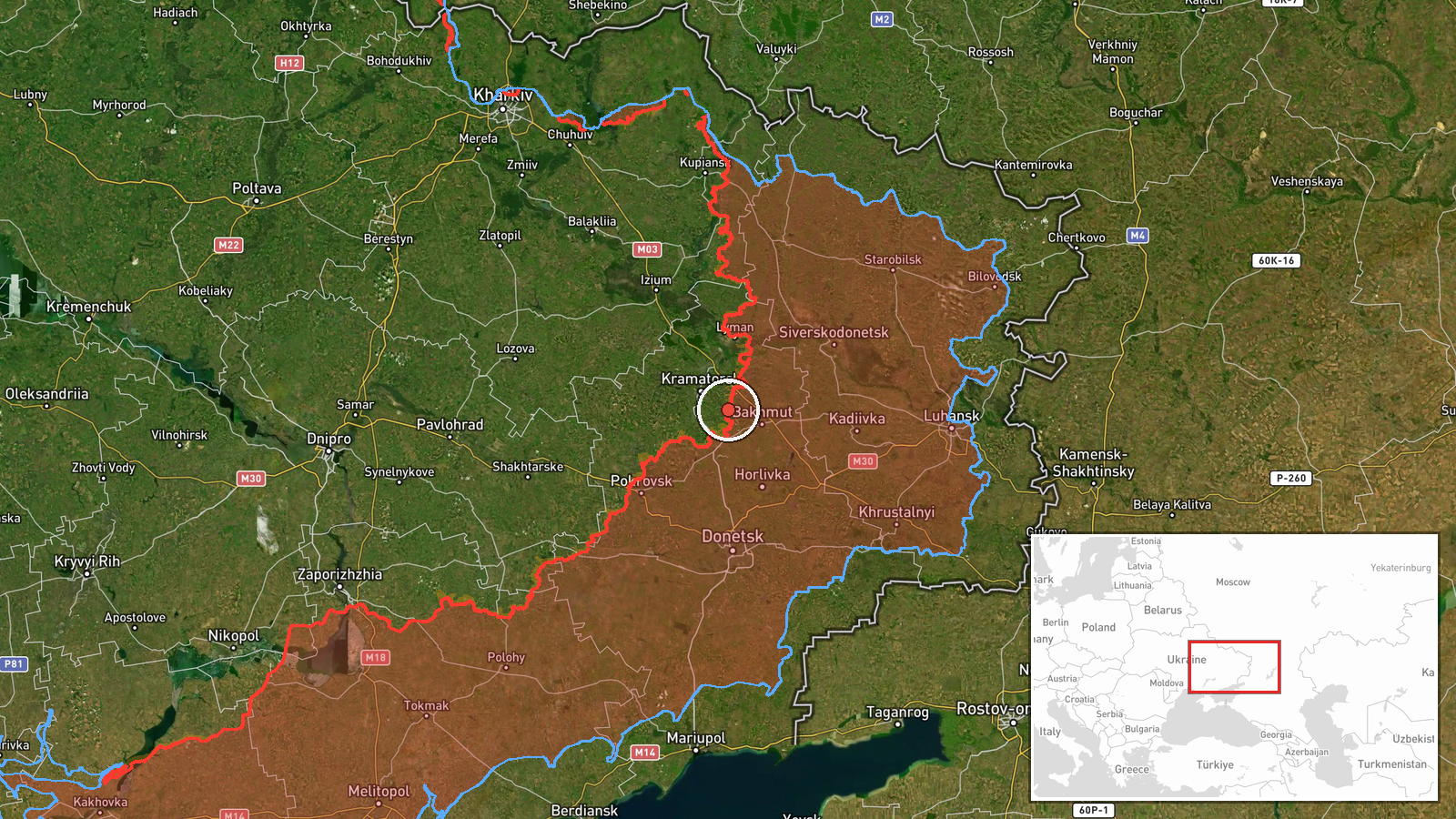 Minkivka sector, Ukraine — Combat location map