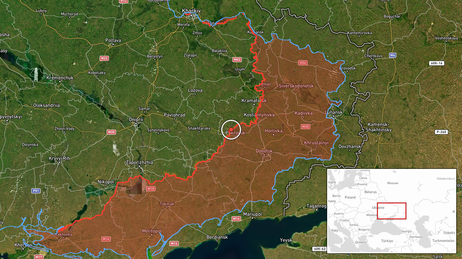 Shakhove sector, Ukraine — Combat location map