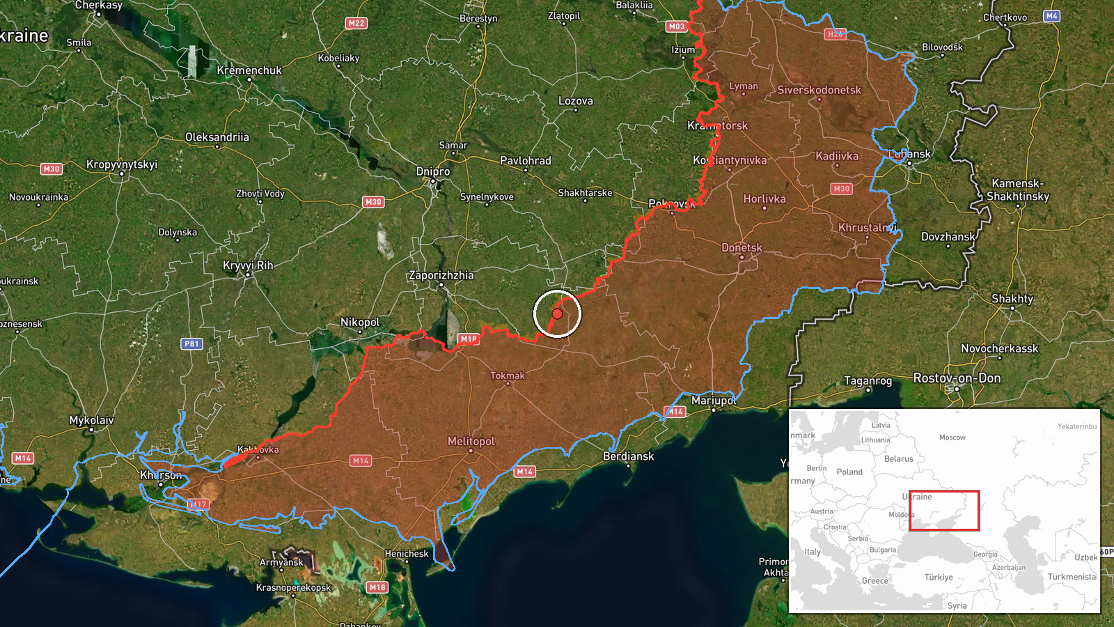 Tsvitkove, Zaporizhzhia Oblast, Ukraine sector, Ukraine — Combat location map