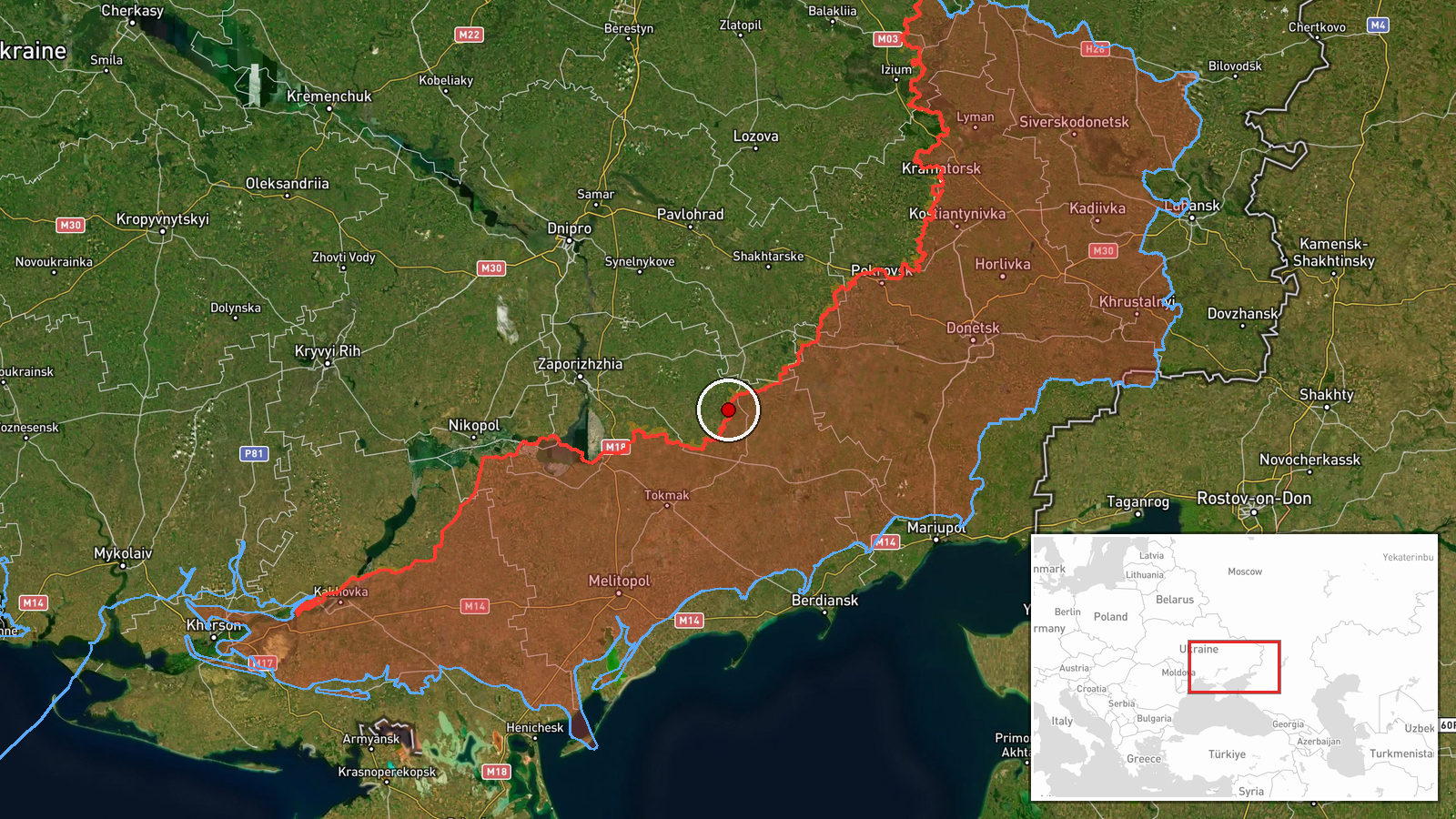Tsvitkove, Zaporizhzhia Oblast, Ukraine — Capture location map