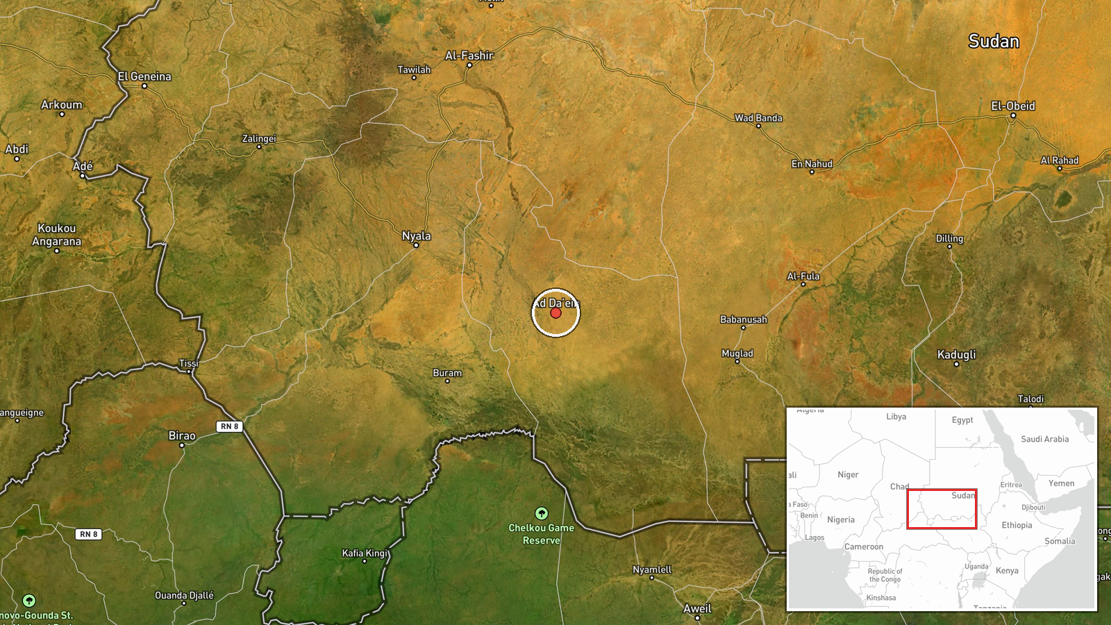 Ed Daein, East Darfur, Sudan — UAS Strike location map