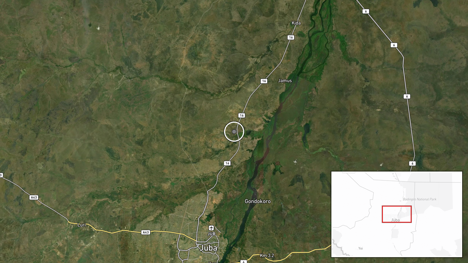 Gorom Refugee Camp, Juba, South Sudan — Displacement location map