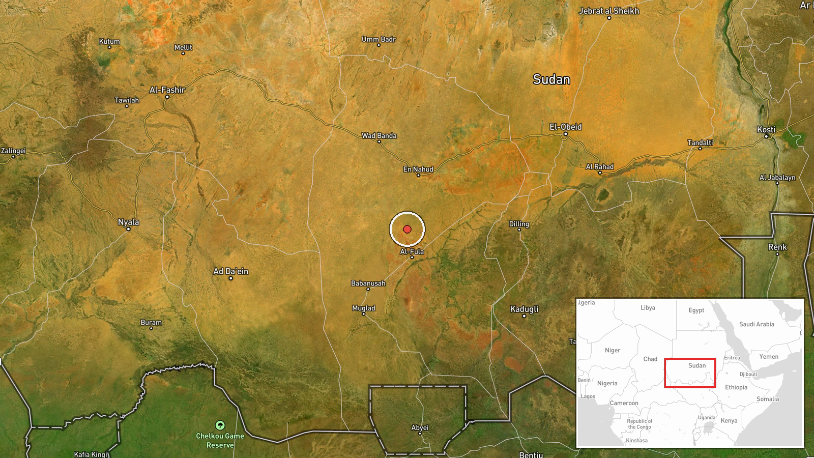 El Odaiya, West Kordofan, Sudan — UAS Strike location map