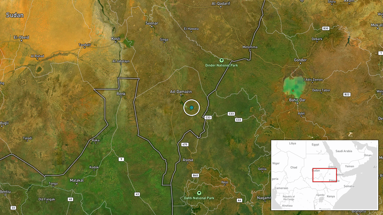 Wad El Mahi, Blue Nile State, Sudan — UAS Strike location map