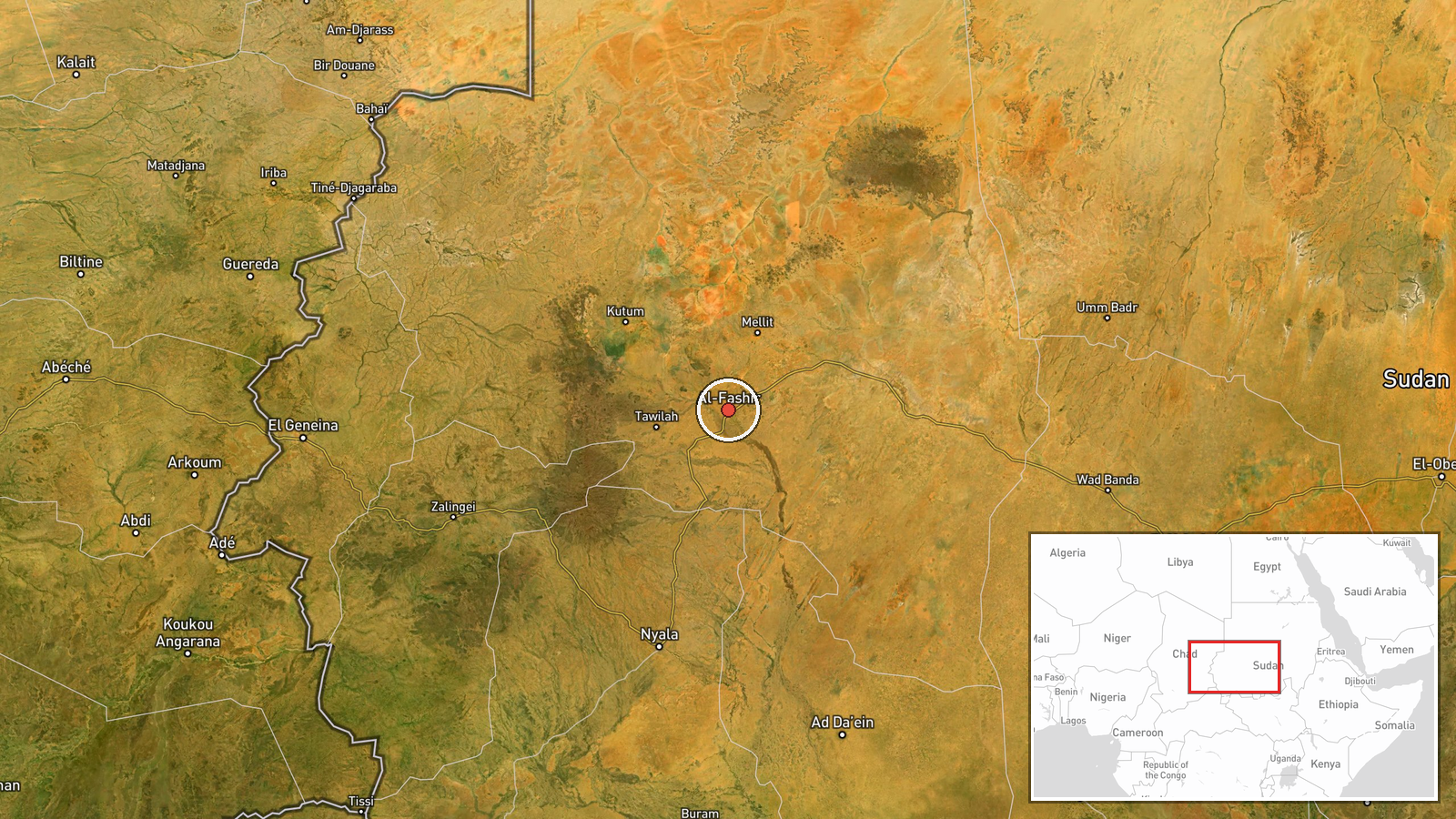 El Fasher, North Darfur, Sudan — UAS Strike location map