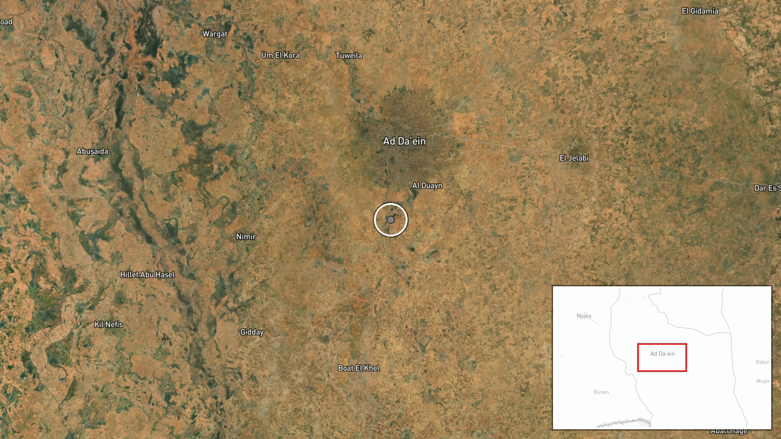 Al-Jalabi Prison, Ad-Daein, East Darfur, Sudan — UAS Strike location map