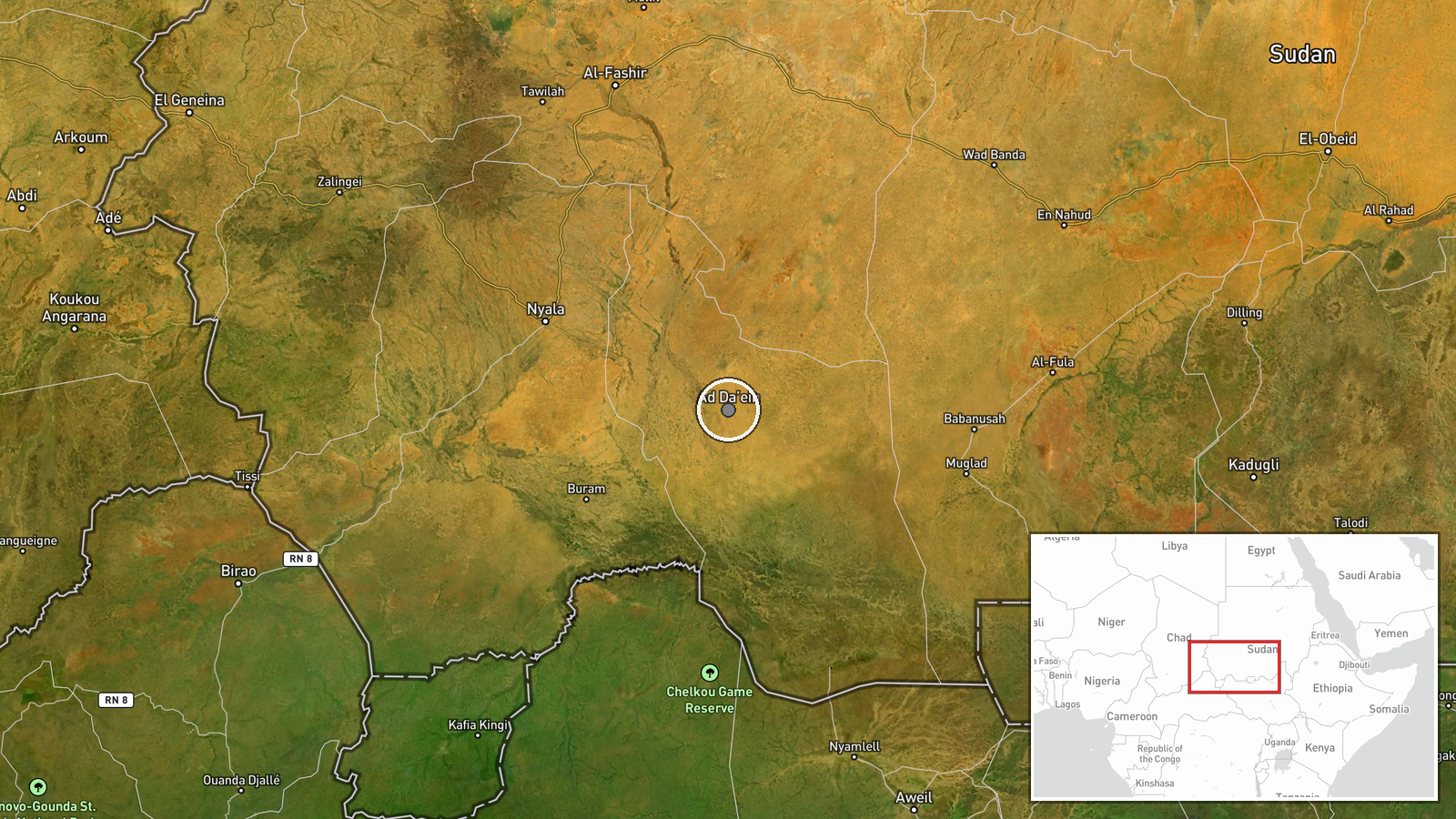Ed Daein, East Darfur, Sudan — Displacement location map
