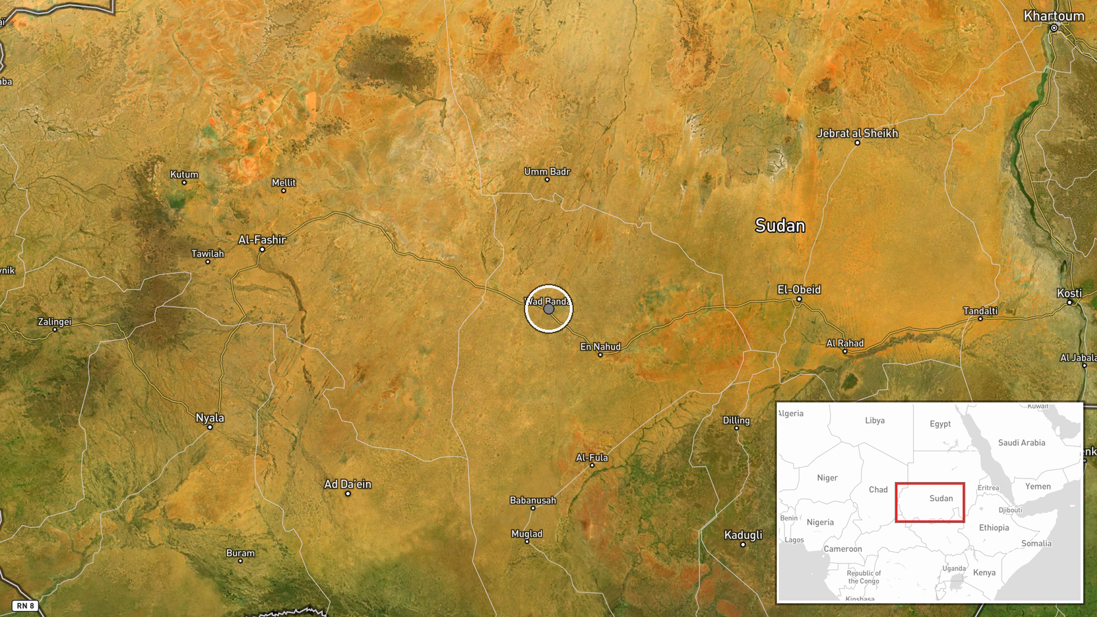 Wad Banda, North Kordofan, Sudan — Combat location map
