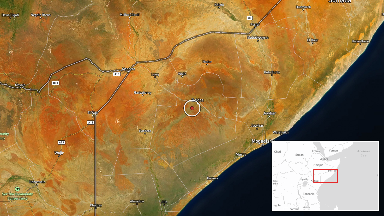 Bay Region, Somalia — UAS Strike location map