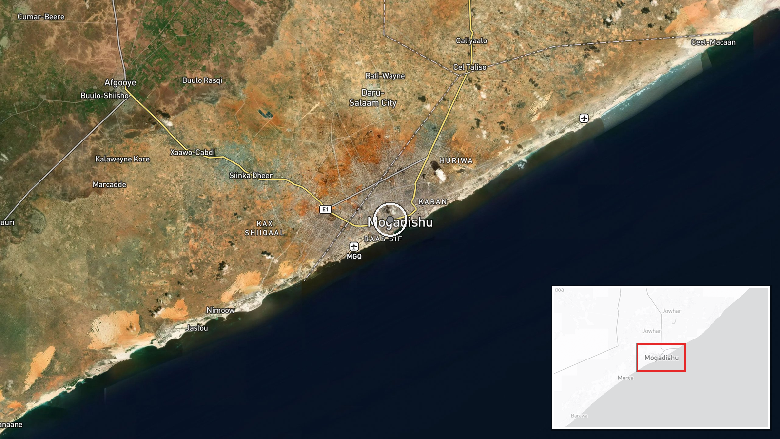 Bakara Market, Mogadishu, Somalia — Police Operation location map