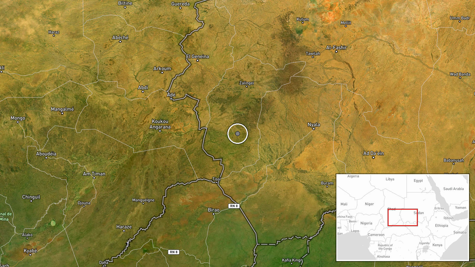 Mukjar, West Darfur, Sudan — Combat location map