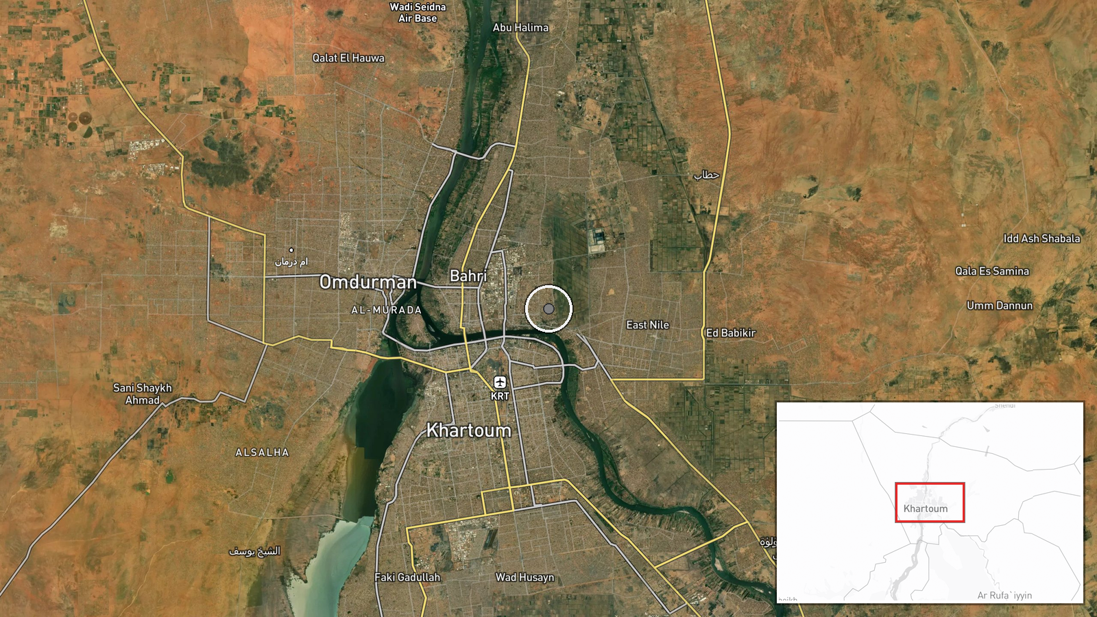 Imtidad Nasir neighborhood, East Khartoum, Sudan — UAS Strike location map