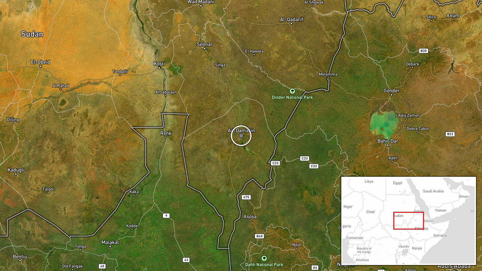 Ad-Damazin, Blue Nile State, Sudan — Police Operation location map