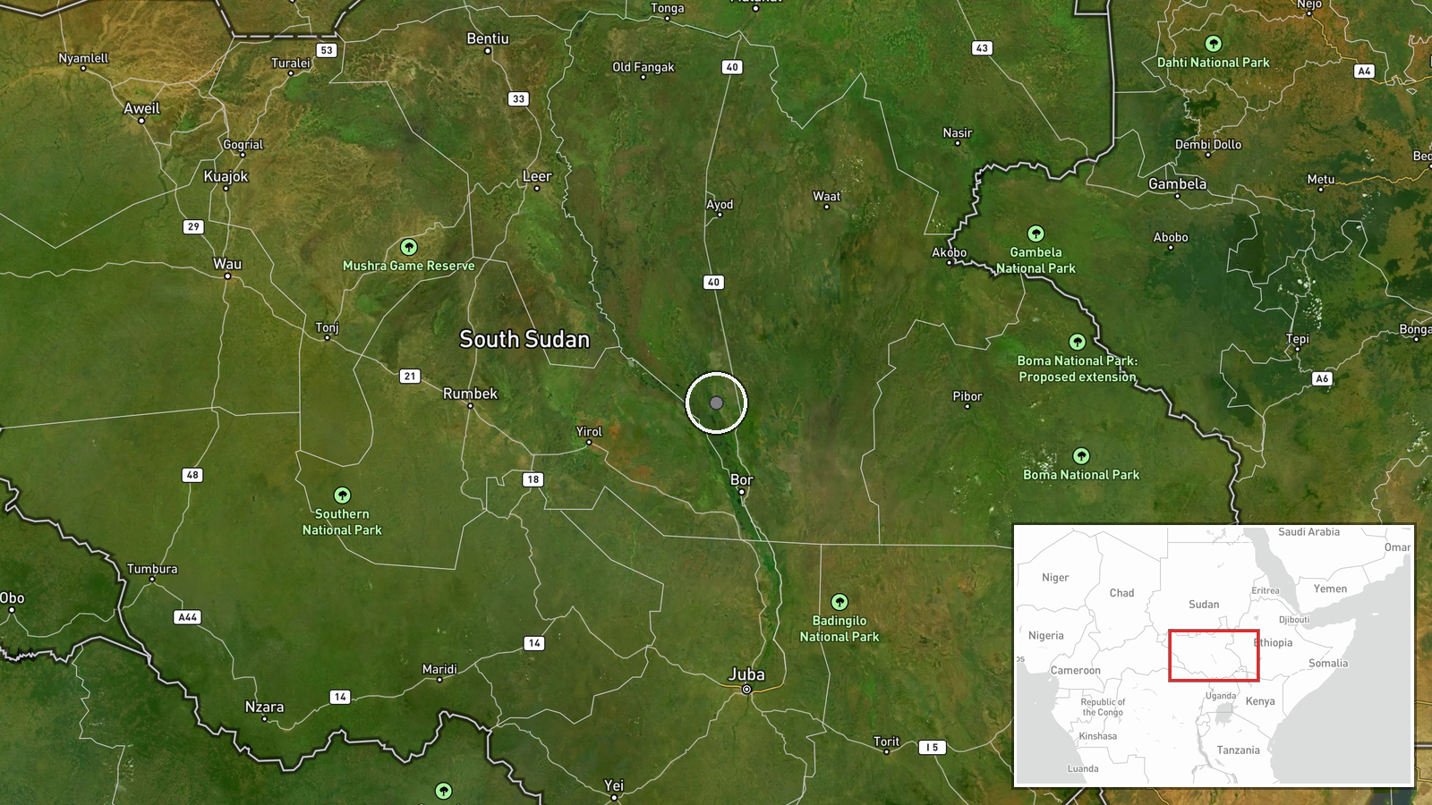 Pajut, Jonglei State, South Sudan — Report location map