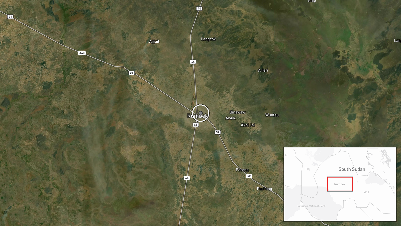 Rumbek, Lakes State, South Sudan — Combat location map