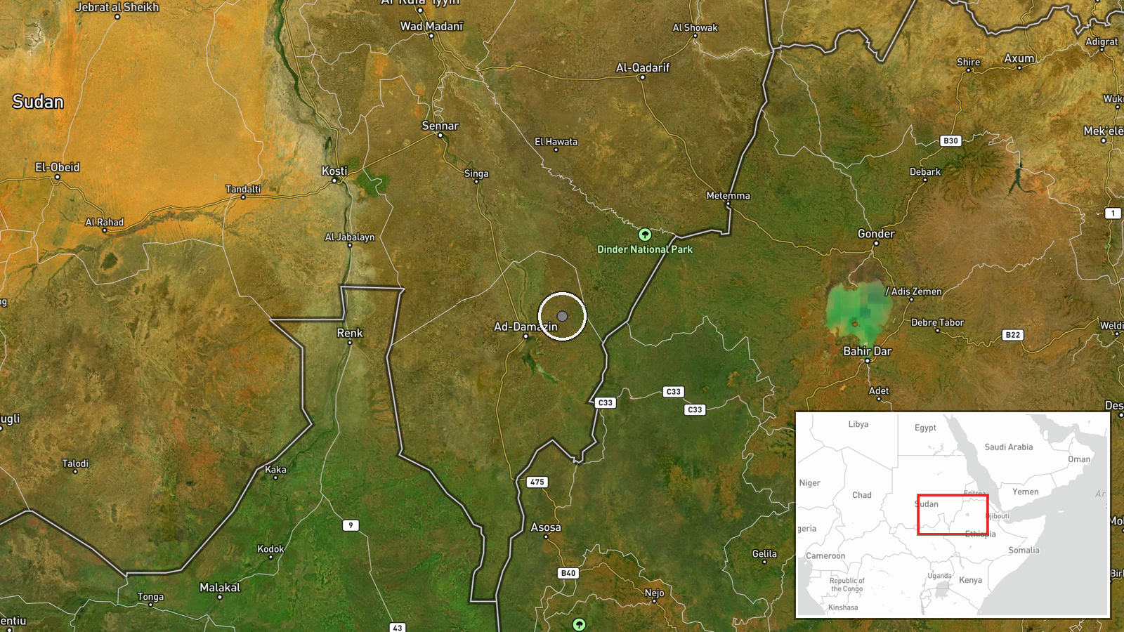 Roseires, Blue Nile State, Sudan — Police Operation location map