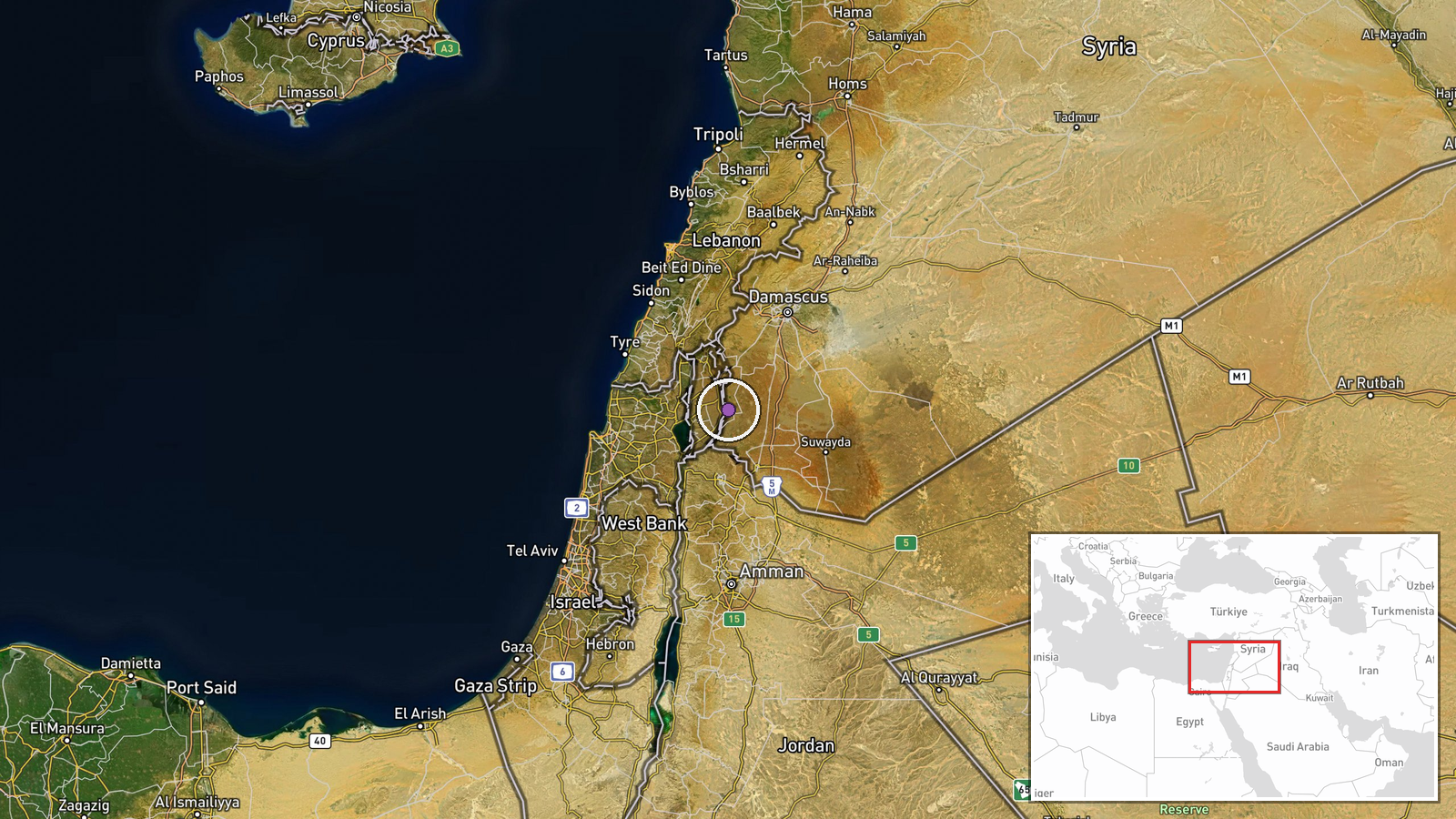 Al-Rafid, Quneitra Governorate, Syria — Security location map