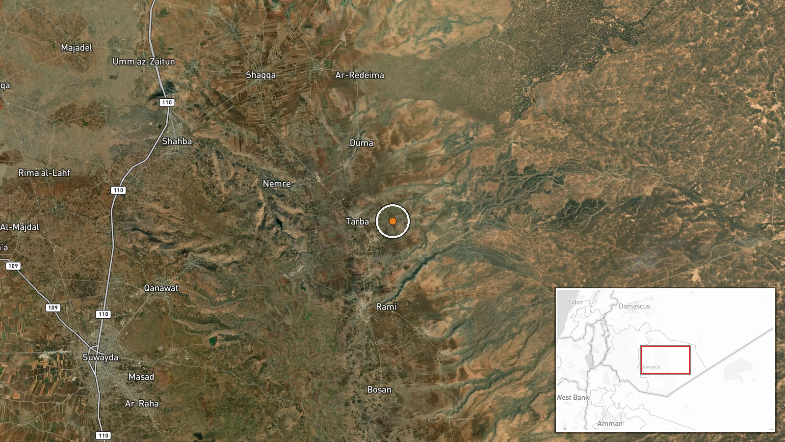 Suwayda Governorate, Syria — Combat location map