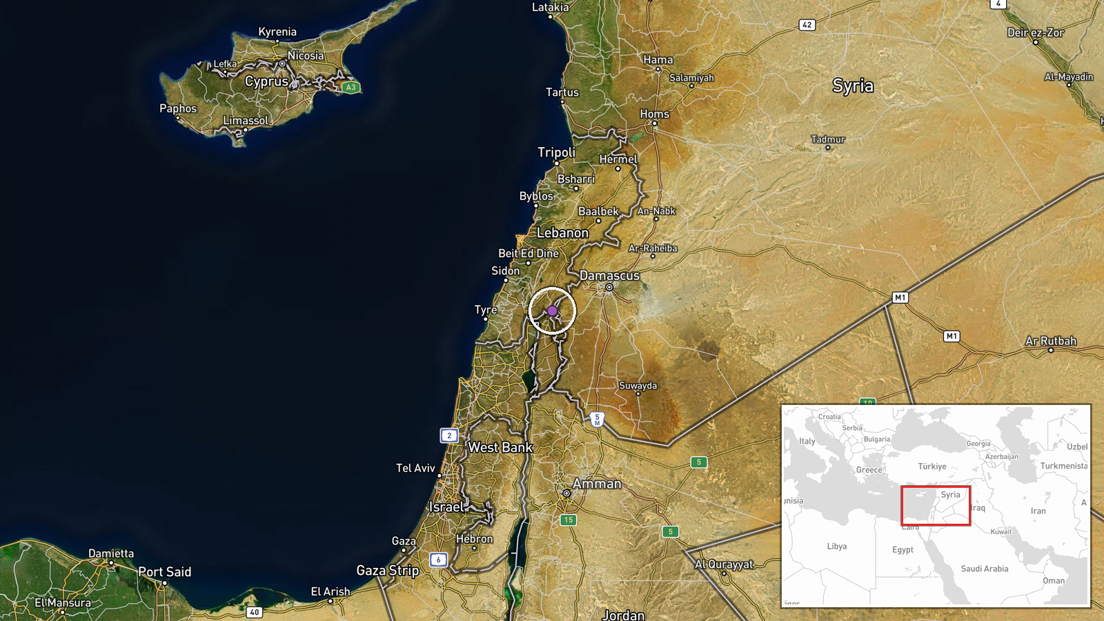 Ar-Rafeyd, Quneitra Governorate, Syria — Security location map