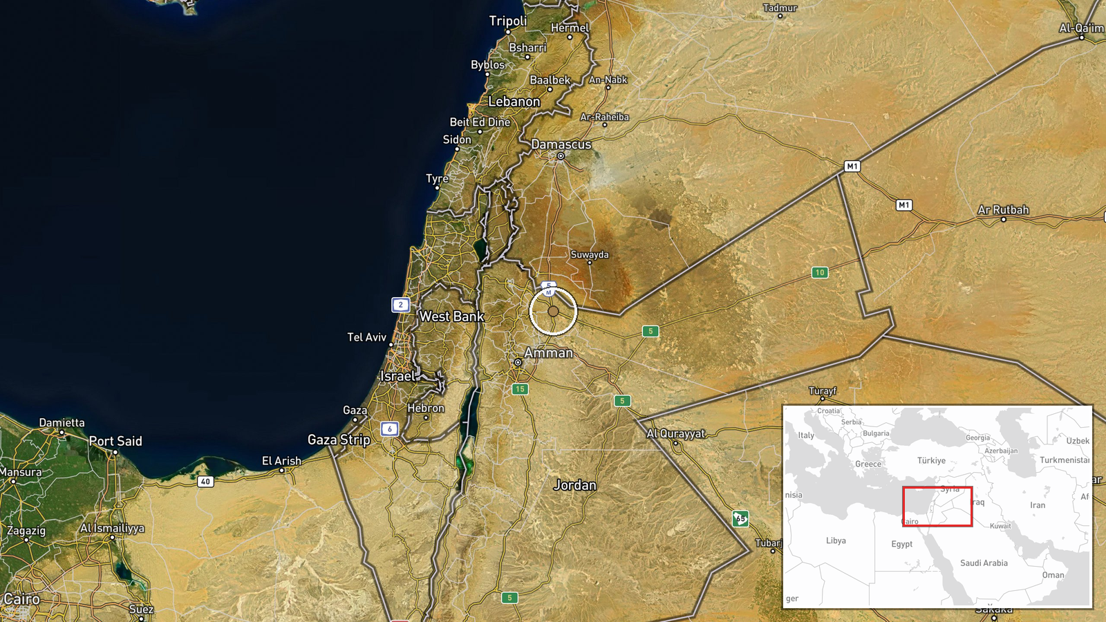 Northern Military Zone Border, Jordan-Syria Border — Security location map