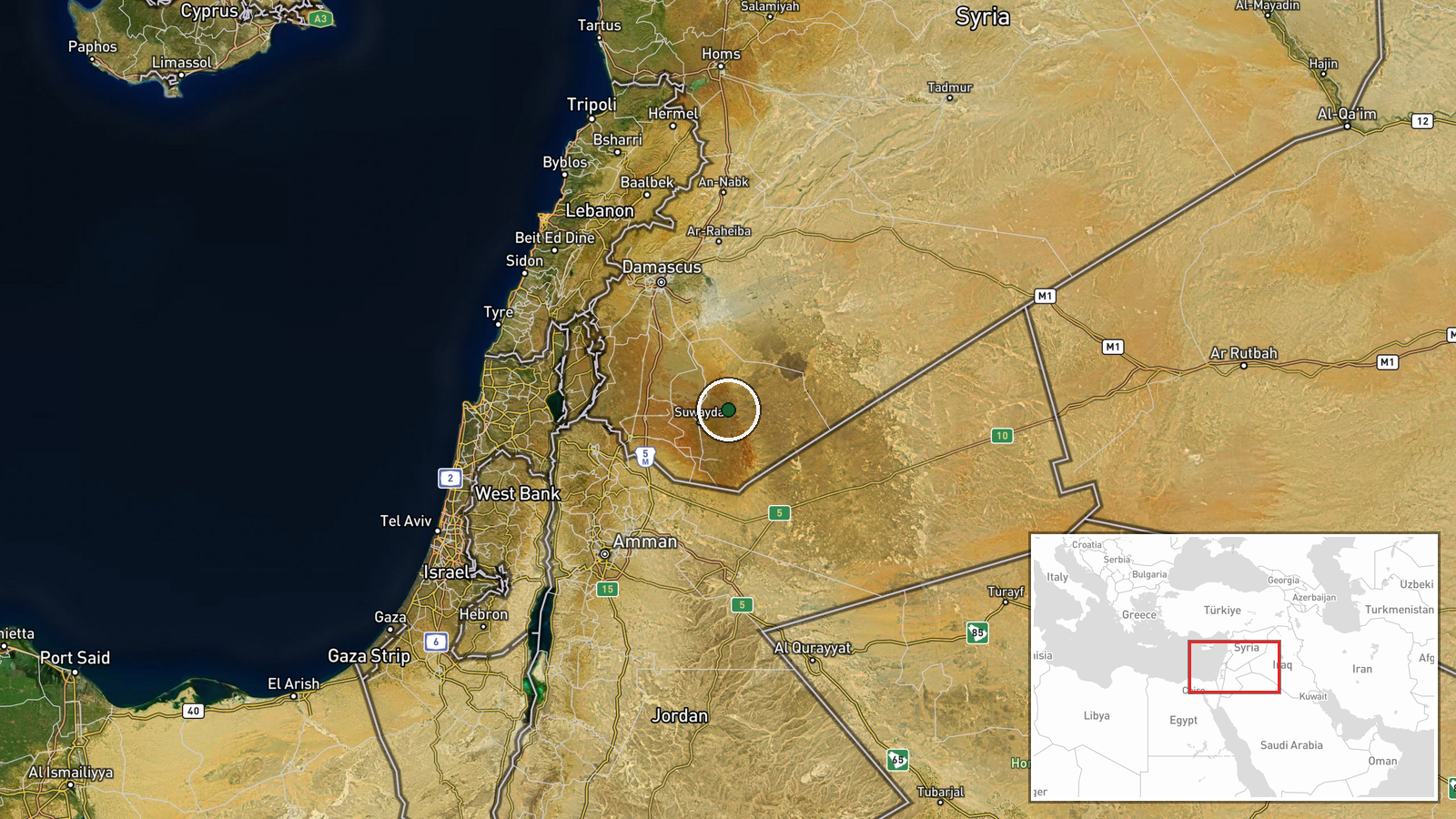 Sweida Governorate, Syria — Ballistic Missile location map