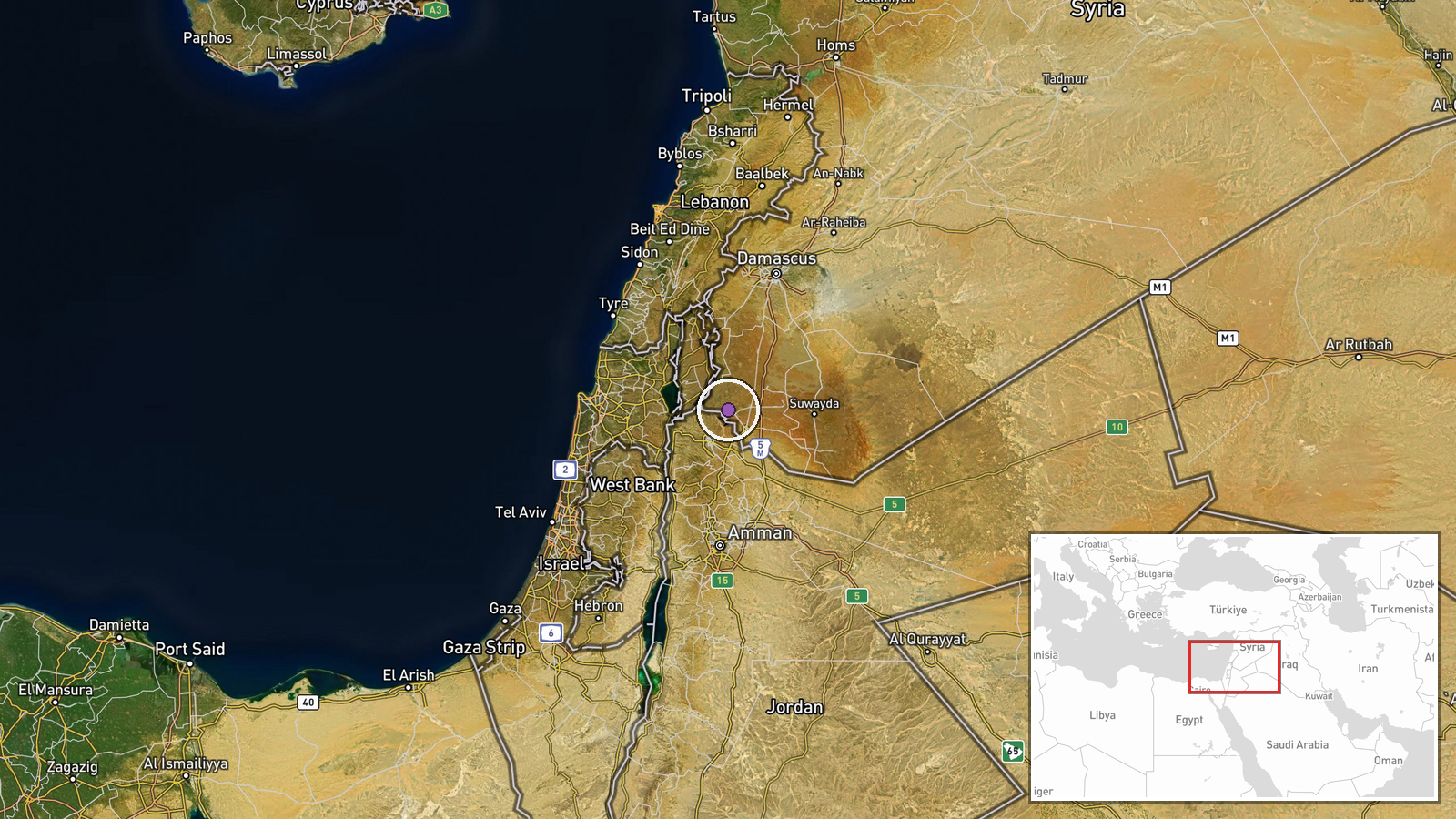 Jamlah-Saysoun Road, Daraa Countryside, Syria — Security location map