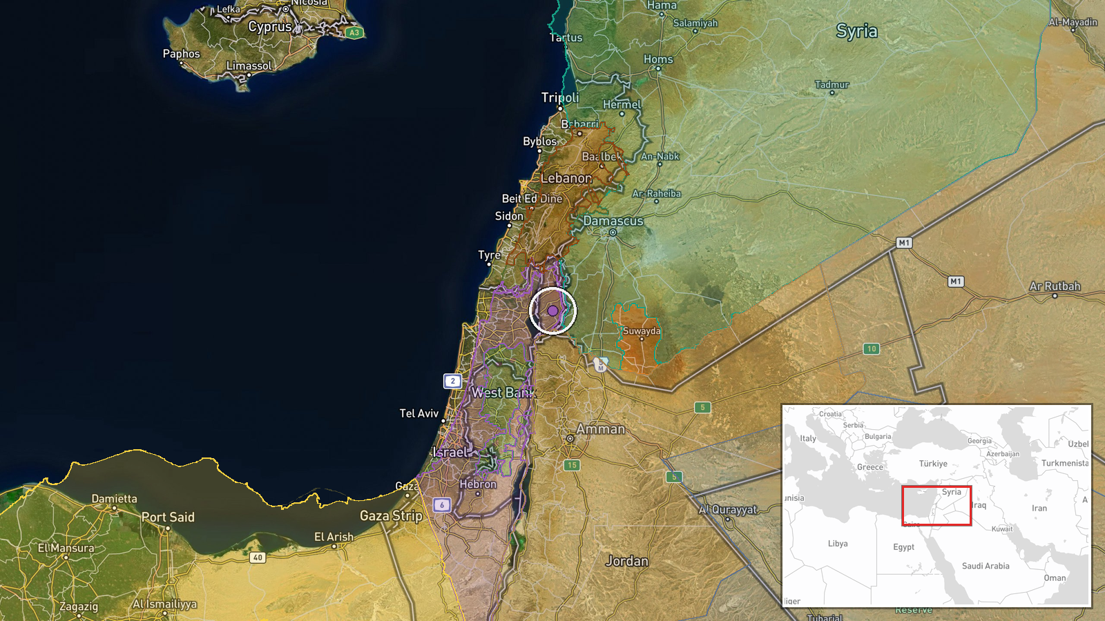 Golan Heights, Occupied Syria — Deployment location map
