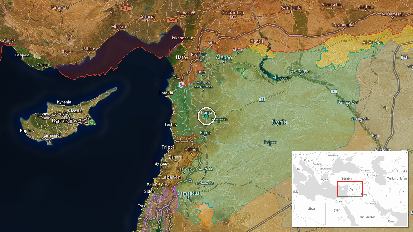 Al-Arbaeen District, Hama City, Hama Governorate, Syria — Security location map
