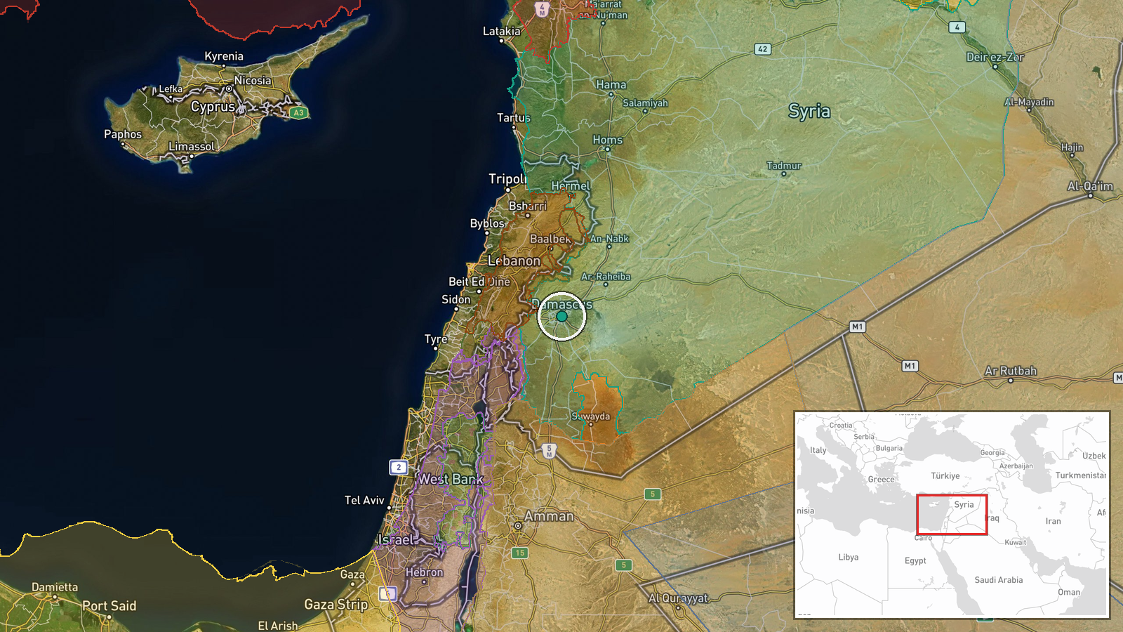 Damascus, Syria — Humanitarian Aid location map