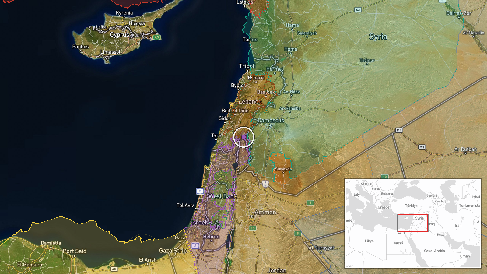 Al-Asbah, Quneitra, Syria — Security location map