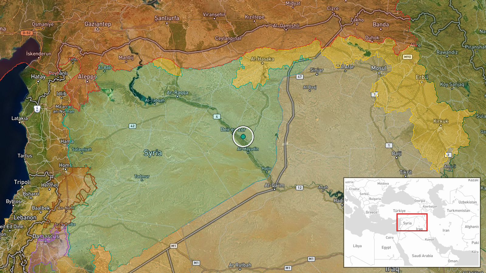 Al-Zur village, Deir ez-Zor countryside, Syria — Security location map