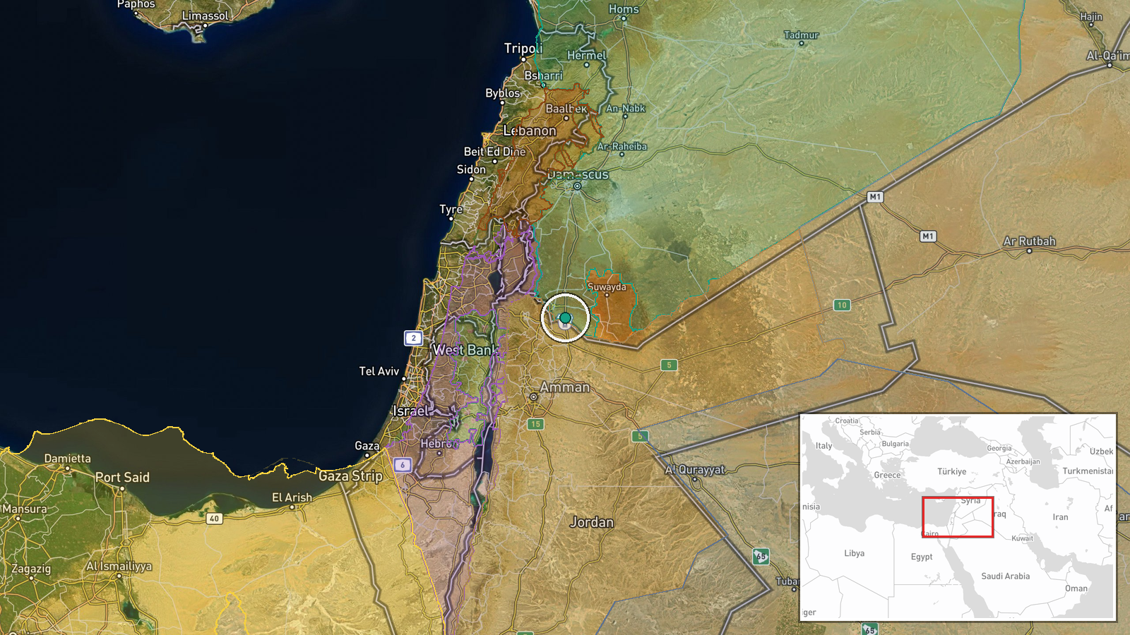 Nasib Border Crossing, Daraa, Syria — Humanitarian Aid location map