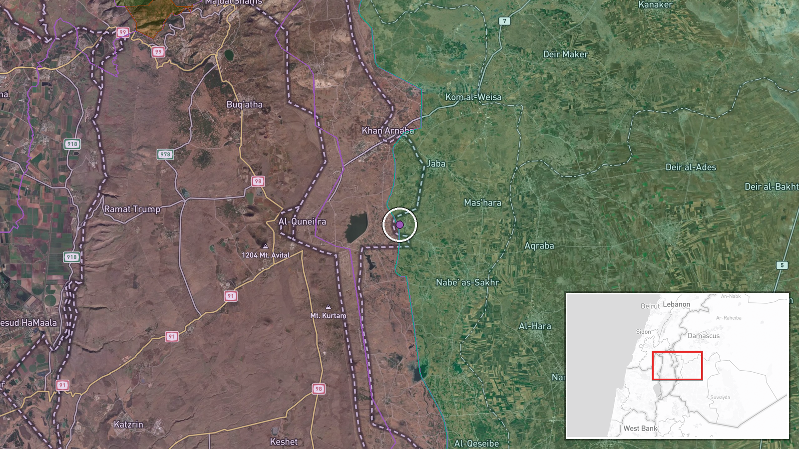 Um Bathneh, Quneitra, Syria — Combat location map