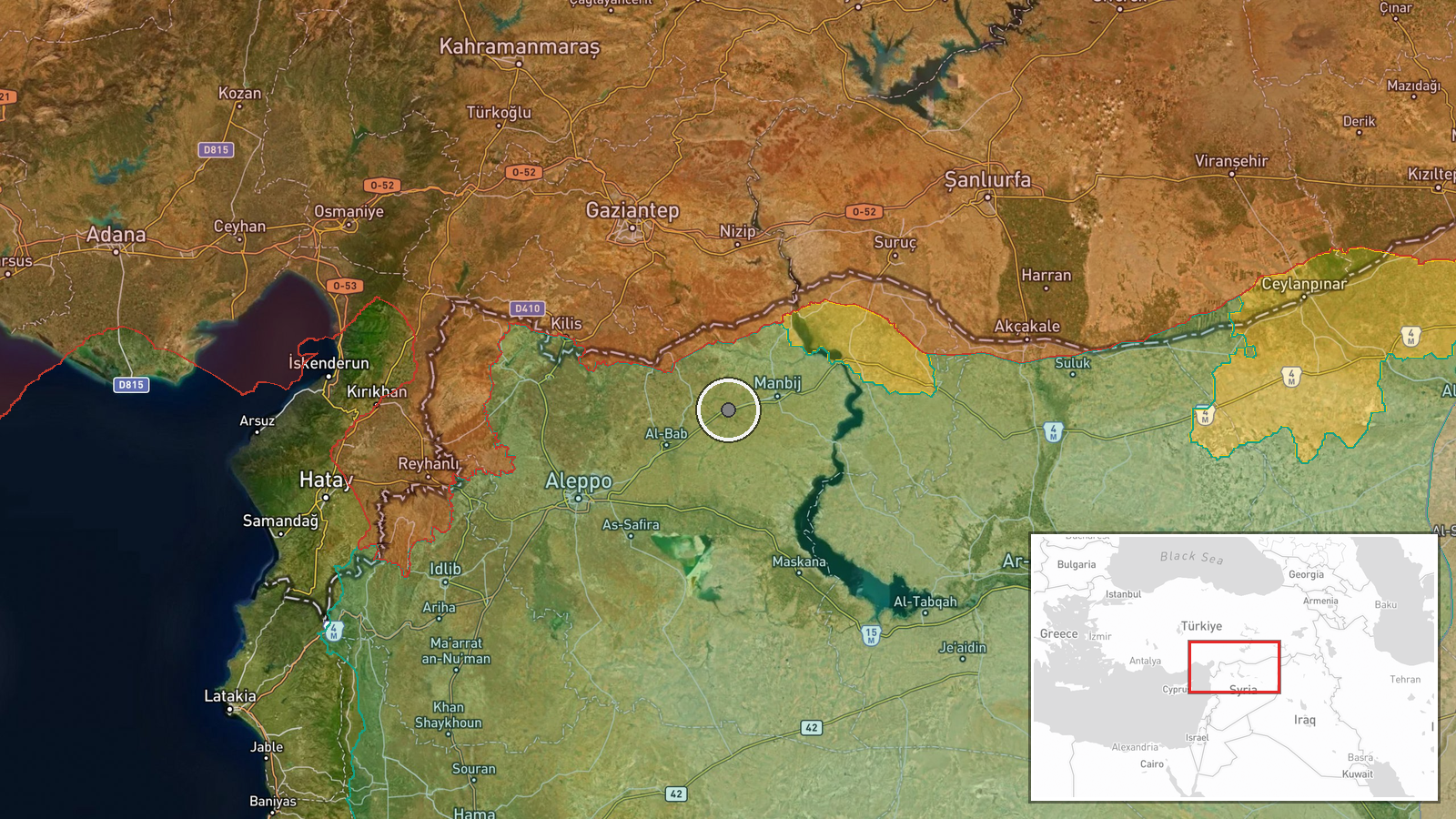 Al-Bab, Aleppo Governorate, Syria — Displacement location map