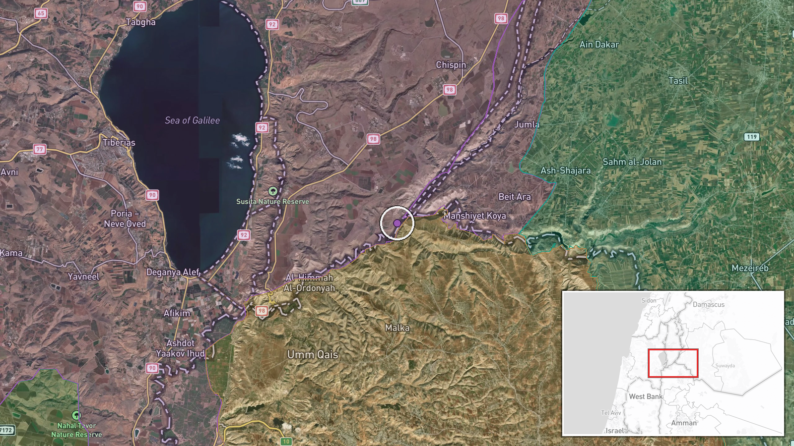 Wadi al-Ruqqad, Daraa Governorate, Syria — Combat location map
